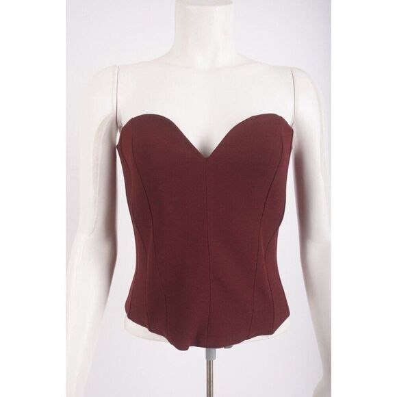 Zara Womans Bustier Blouse Shirt Top Size XS Burgundy Maroon Wine 2439/707 NWT - Picture 1 of 6